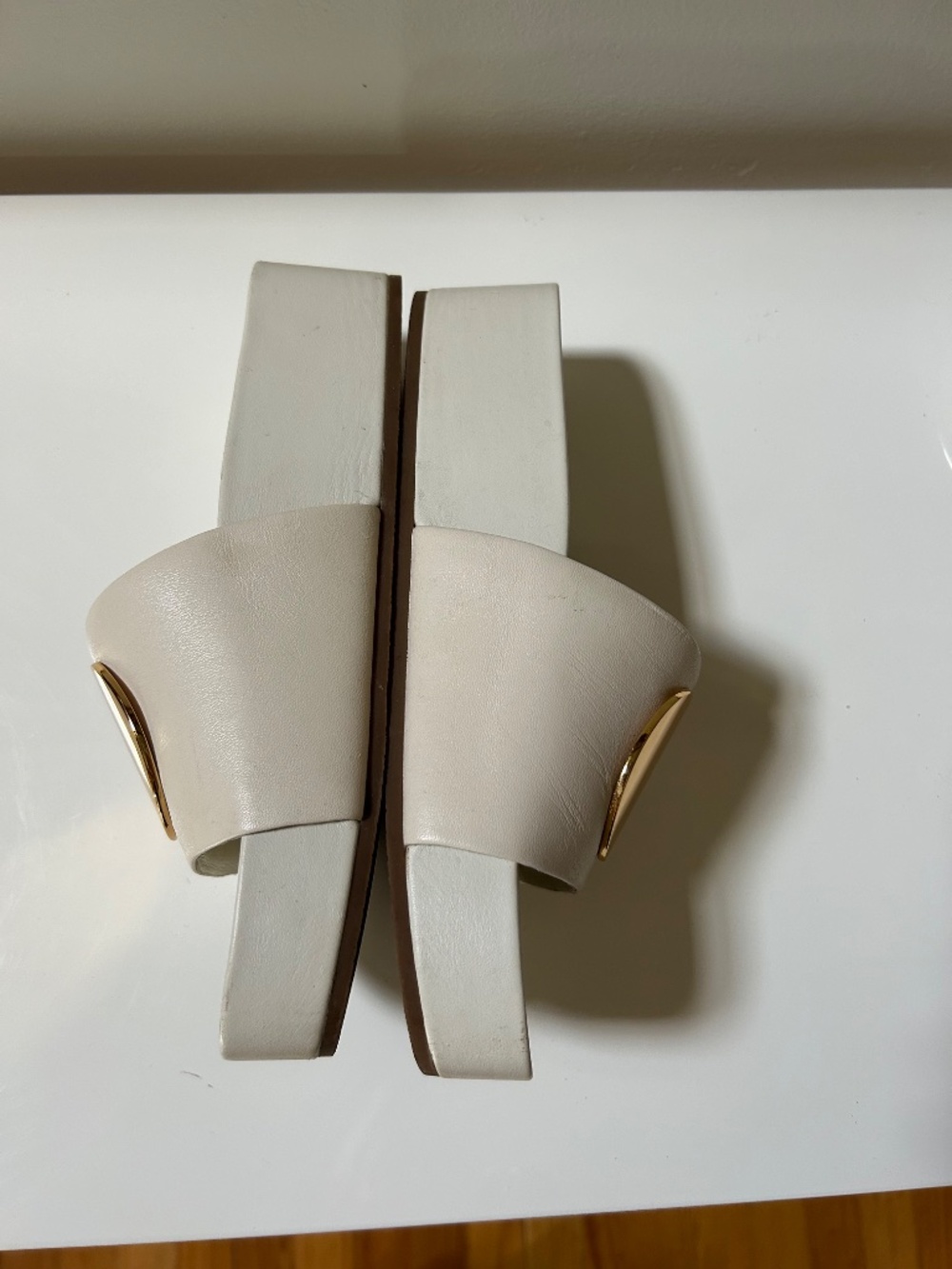 Tory Burch Patos Platform Women’s Sandals US 7.5 White Leather Slides - Picture 4 of 7